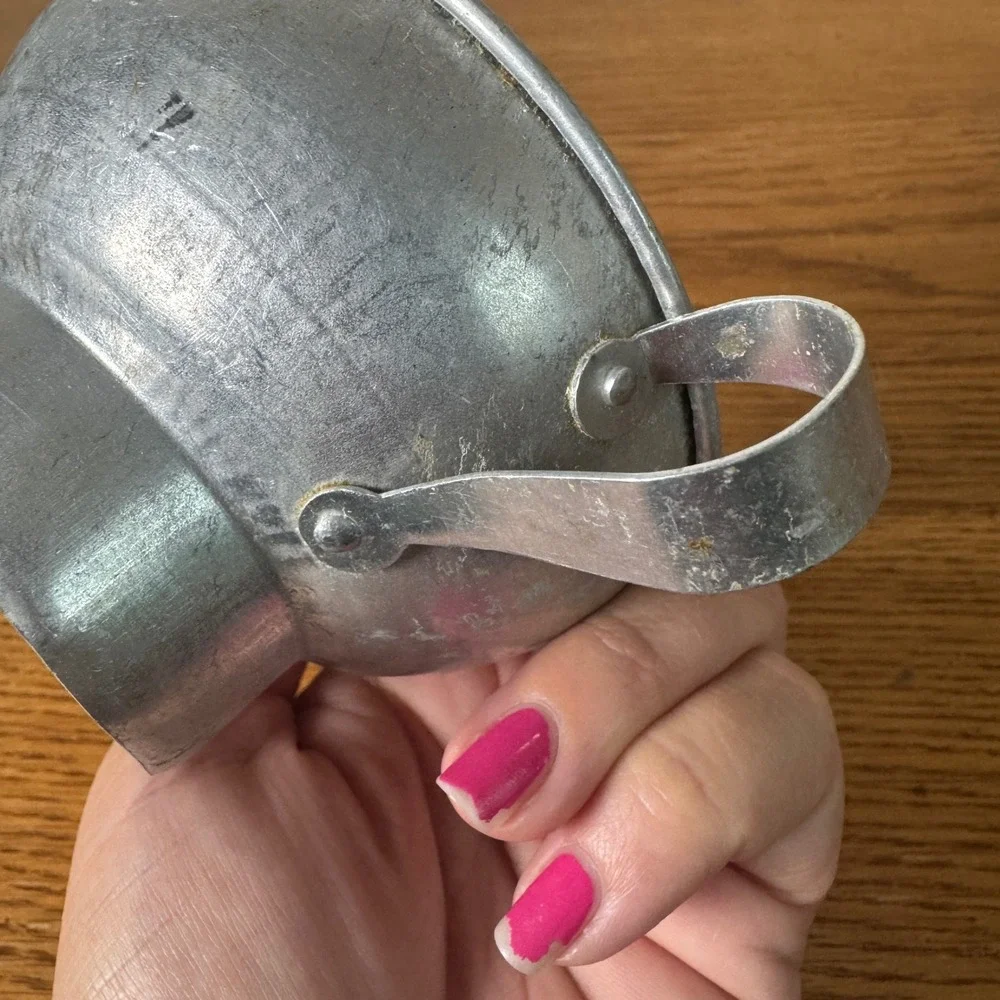 Vintage Aluminum Wide Mouth Canning Funnel with Side‎ Handle Silver Tone